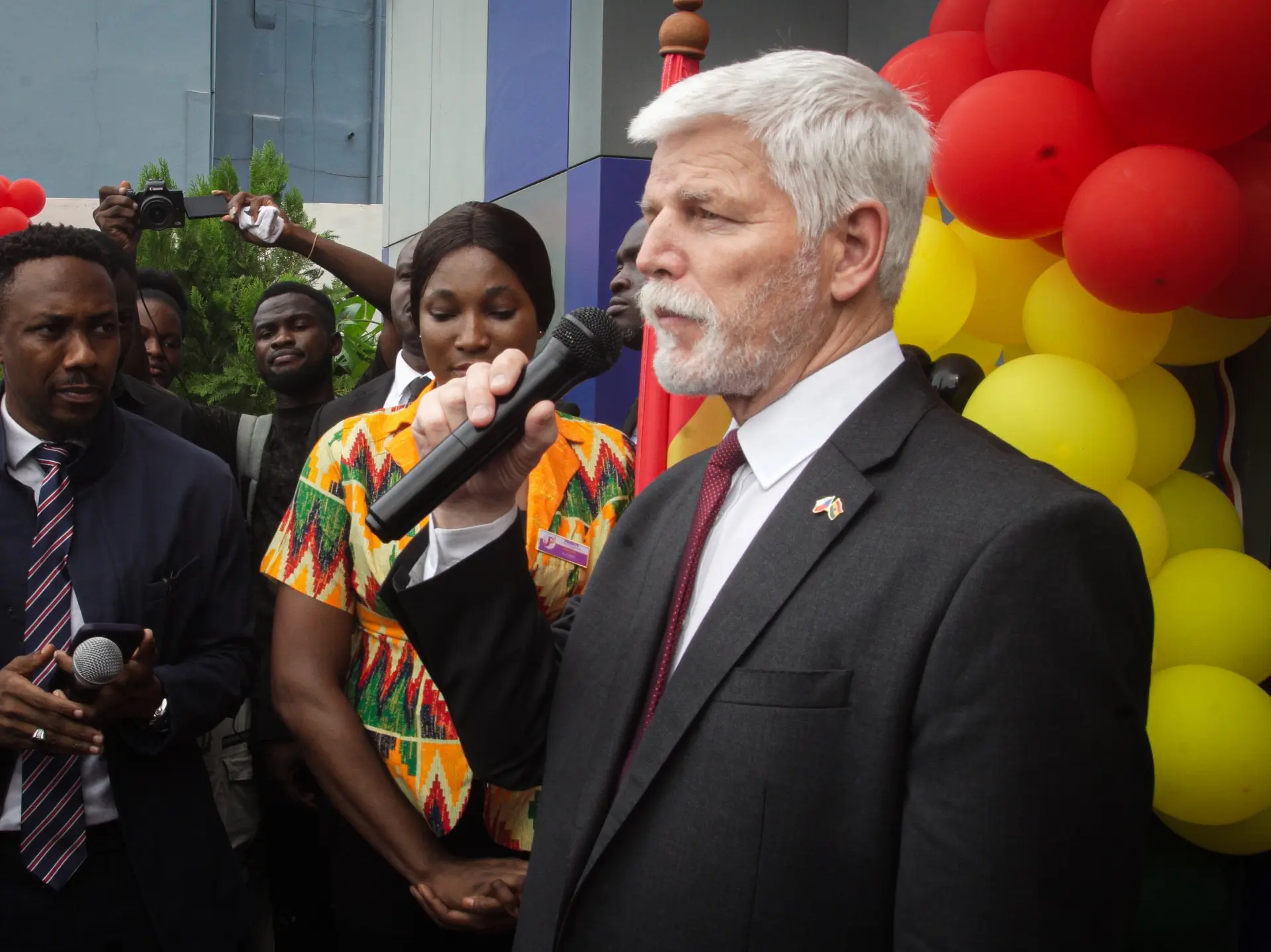 Czech President Petr Pavel speaking at the opening of the Czech House in Accra